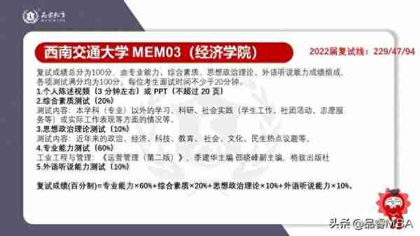 【考研复试】2022届四川、重庆MEM03、04方向复试内容