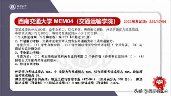 【考研复试】2022届四川、重庆MEM03、04方向复试内容