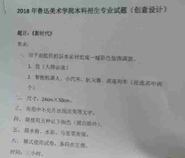 鲁迅美院近5年校考真题汇总（内附高分卷）