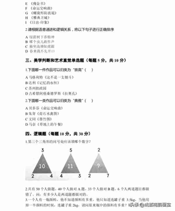 【校考资讯】：2022年九大美院校考真题汇总！