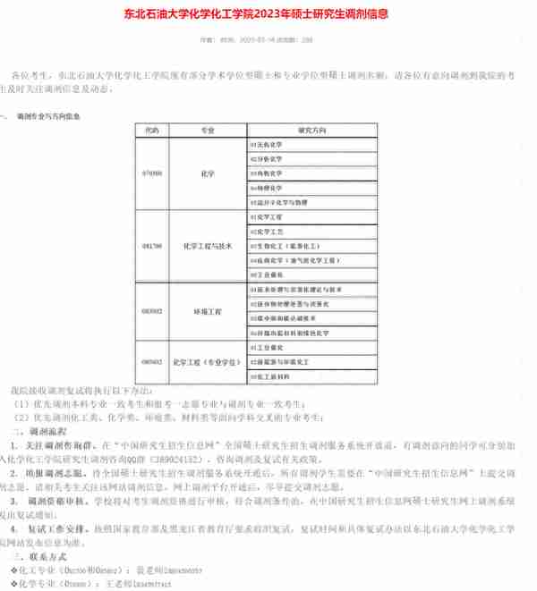 各校考研复试分数线和调剂信息（四）