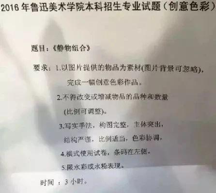 鲁迅美院近5年校考真题汇总（内附高分卷）