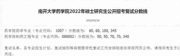 南开大学2022研究生复试院线出来了，理工类专业低到离谱