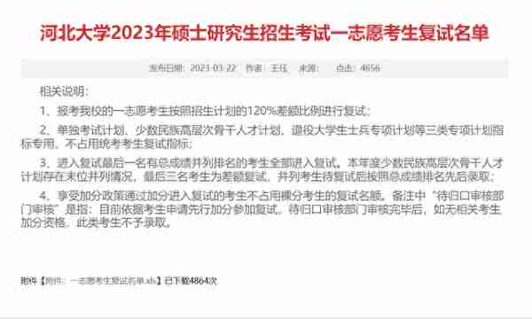 数学专业--河北大学2023年硕士研究生招生考试一志愿考生复试名单